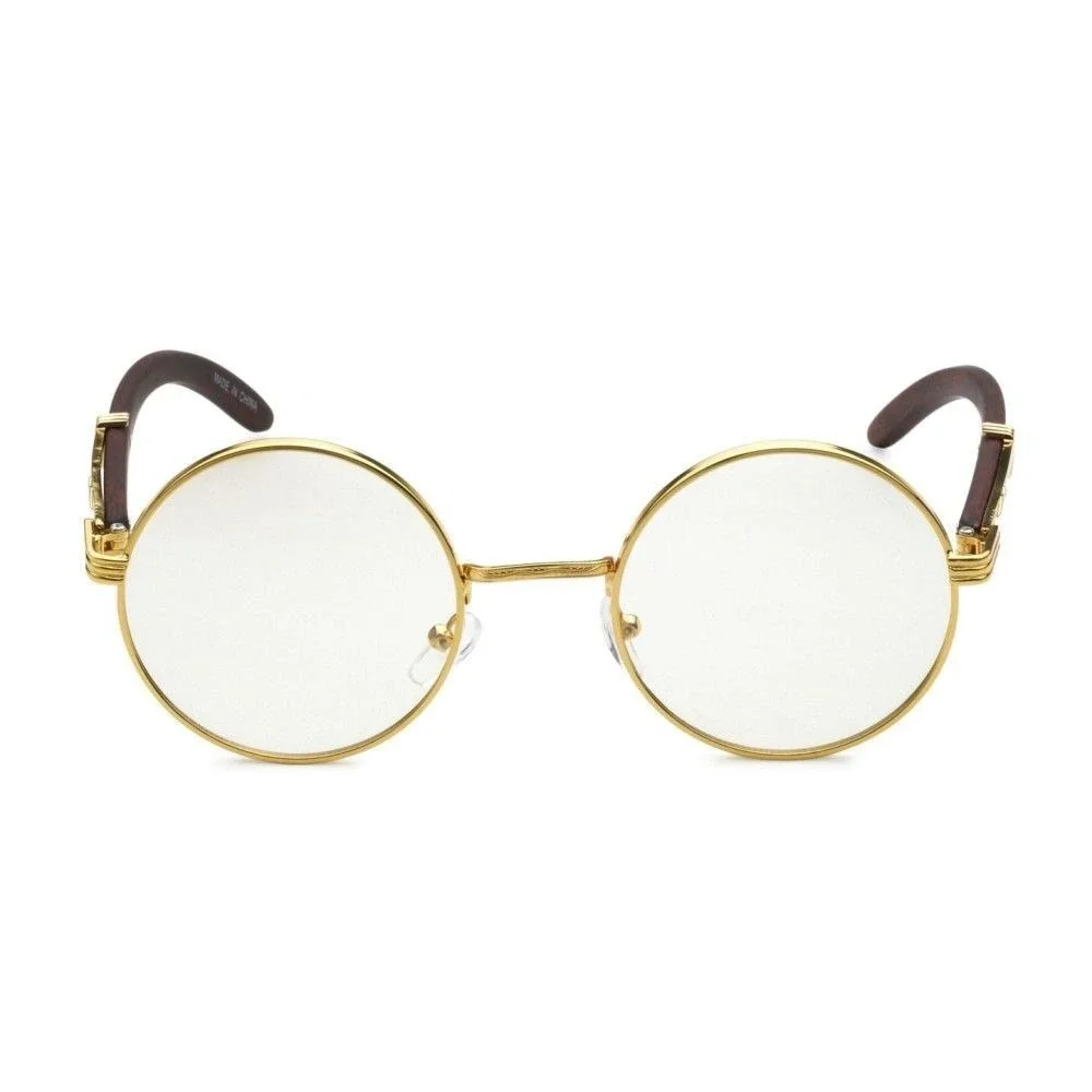 Clear Lens Eye Glasses Round Gold Rimless Hip Hop Trendy Street Wear Sunglasses‎